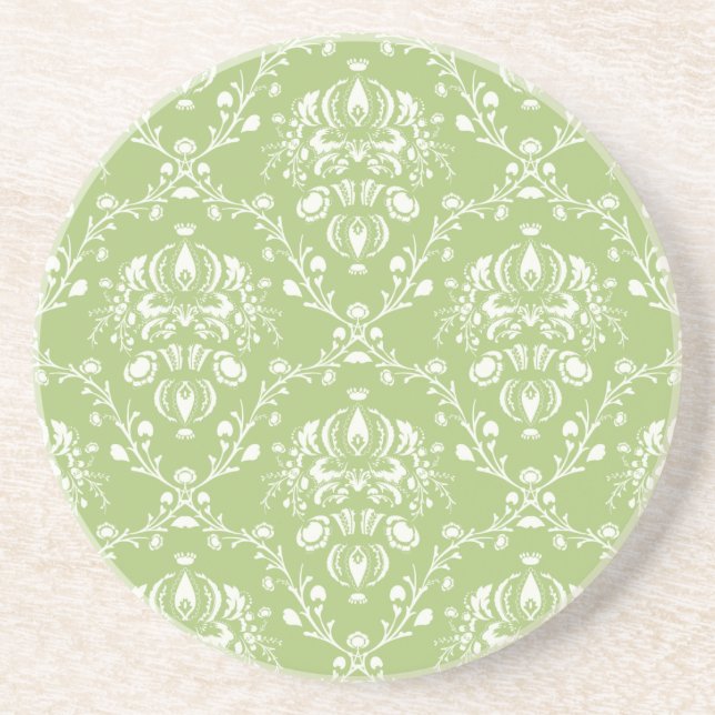 Moss Green Damask Getränkeuntersetzer (Vorne)