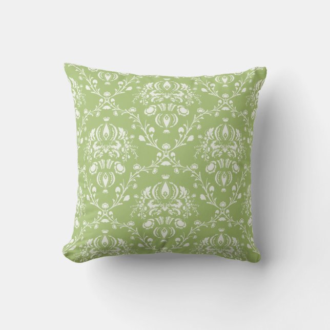 Moss Green Damask Kissen (Vorderseite)