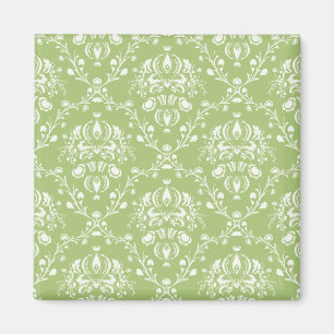 Moss Green Damask Magnet