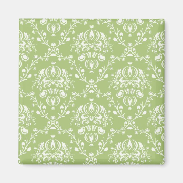 Moss Green Damask Magnet (Vorne)