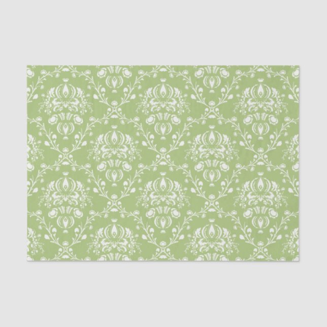 Moss Green Damask Seidenpapier (Vorderseite)