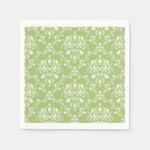 Moss Green Damask Serviette