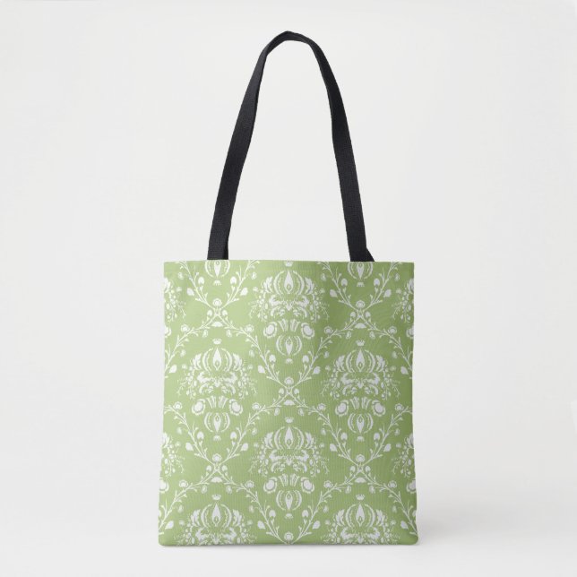 Moss Green Damask Tasche (Vorderseite)