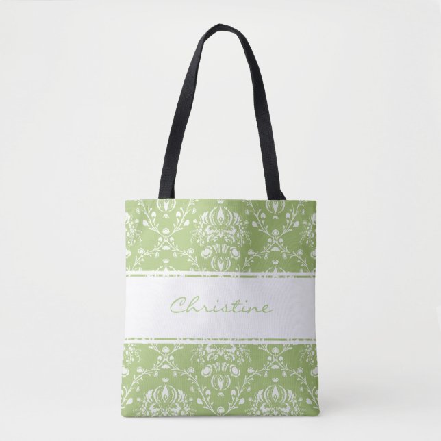Moss Green Damask Tasche (Vorderseite)