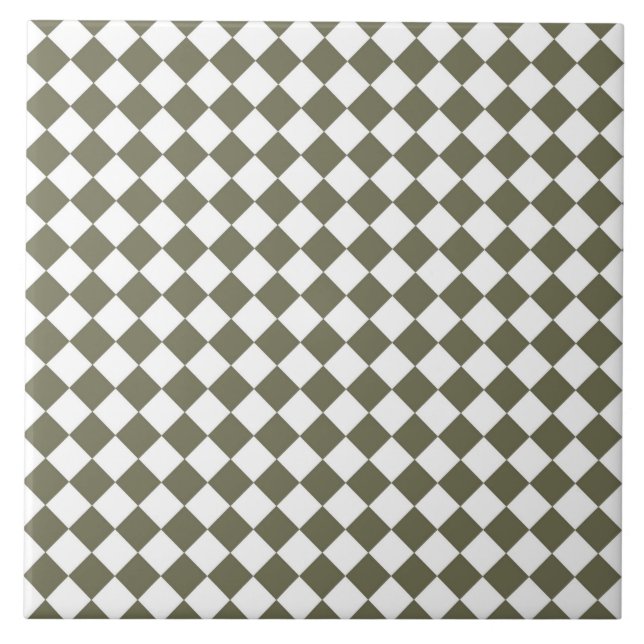 Moss Green Diamond Karo Muster Fliese (Vorderseite)