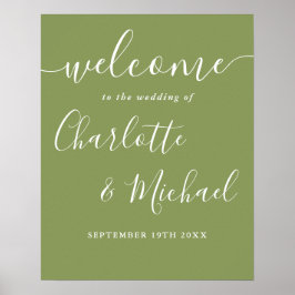 Moss Green Elegant Mariage moderne Affiche de bien