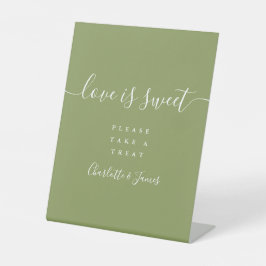 Moss Green Elegante Script-Liebe ist süß Gefallen Sockelschild