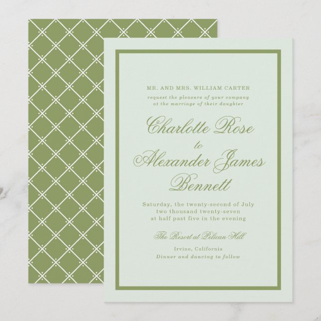 Moss Green Estate Wedding Invitation (Devant / Derrière)