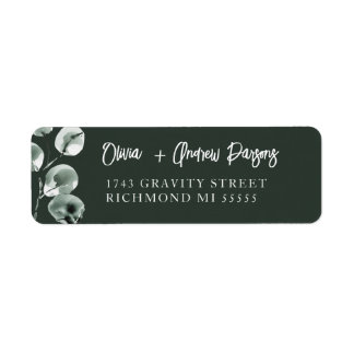 Moss Green Eucalyptus Hand Letter Script-Adresse
