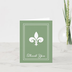 Moss Green Fleur de Lis Carte de remerciements