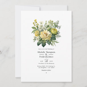 Moss Green Floral Wedding Einladung