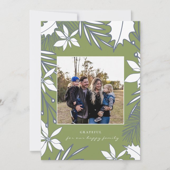 Moss Green Forever Grateful Family Foto Weihnachte (Vorderseite)