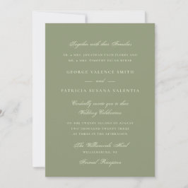 Moss Green Formal Calligraphy Elegant Wedding Einladung