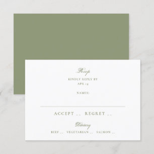 Moss Green Formal Classic Hochzeit RSVP Karte