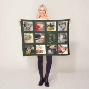 Moss GREEN Foto Blanket Collage Instagram Fleecedecke