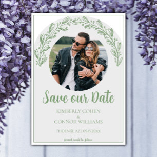 Moss Green Garland Photo Save the Date