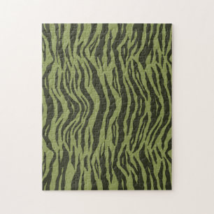 Moss Green Glamorous Tiger Stripes Animal Print