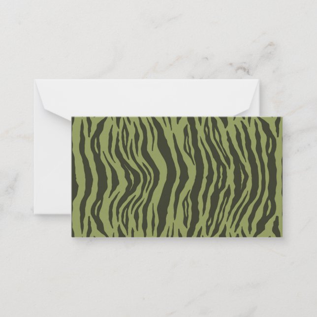 Moss Green Glamorous Tiger Stripes Animal Print Mitteilungskarte (Vorderseite)