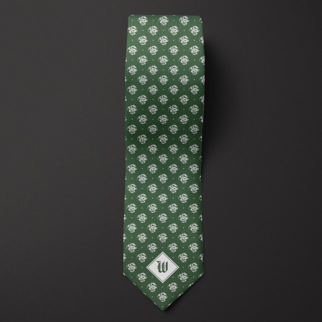 Moss Green Iconic Dragon Monogram Krawatte (Von Creator hochgeladen)