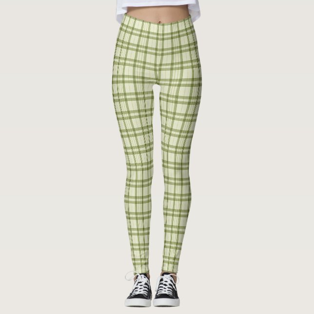 Moss Green Kariert Leggings (Vorderseite)