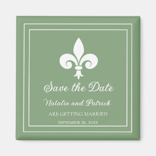 Moss Green Lilie Save the Date Magnet