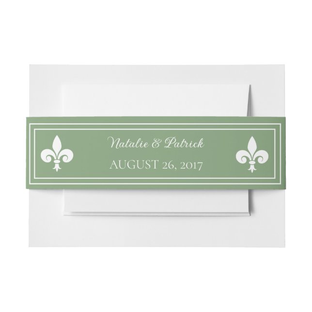 Moss Green Lilie Wedding Einladungsbanderole (Vorderseite Beispiel)