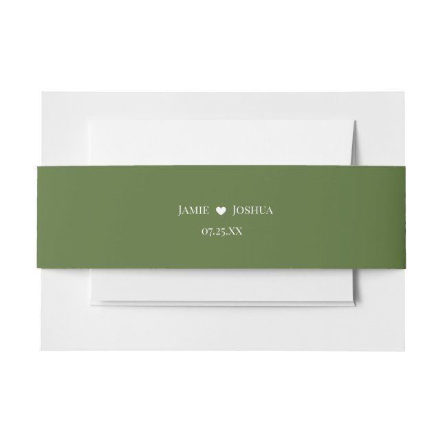 Moss Green Monogram Einladungsbanderole (Vorderseite Beispiel)