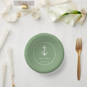 Moss Green Nautical Anchor Wedding Paper Bowls Pappteller