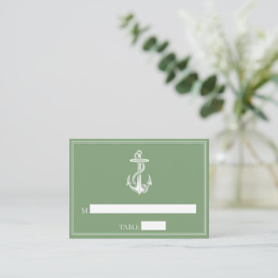 Moss Green Nautical Anchor Wedding Platzkarten
