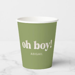 Moss Green Oh Boy! Babydusche Pappbecher