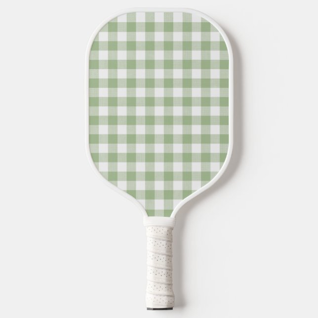 Moss Green Preppy Gingham Pickle Ball Pickleball Schläger (Vorderseite)