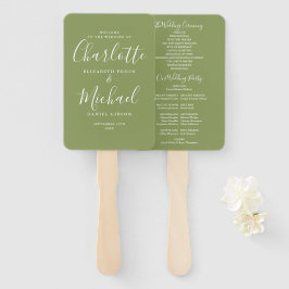 Moss Green Signature Script-Hochzeitsprogramm Fächer