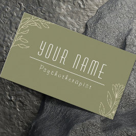 Moss Green Simple Elegant Psychotherapeut Therapie Visitenkarte