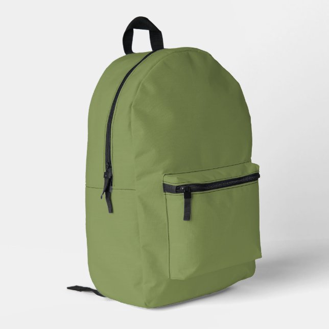 Moss Green Solid Color Bedruckter Rucksack (Rückseitige Ecke links)