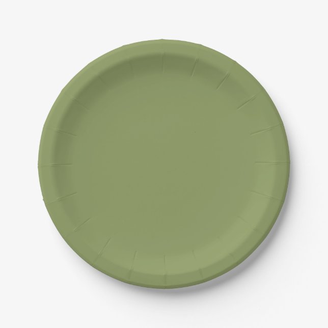 Moss Green Solid Color Pappteller (Vorderseite)