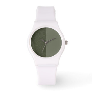 Moss Green Split Face Watch - Anpassbar Armbanduhr