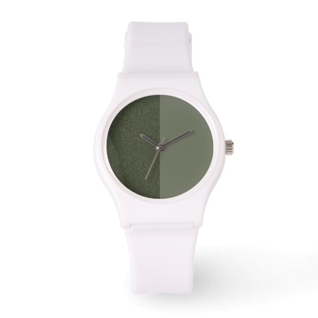 Moss Green Split Face Watch - Anpassbar Armbanduhr (Vorderseite)