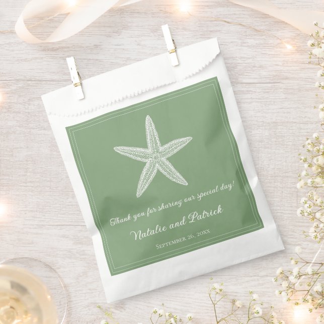 Moss Green Starfish Gastgeschenk Hochzeit Bags Geschenktütchen (Ausgeschnitten)