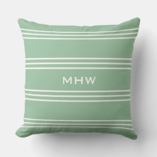 Moss Green Stripes benutzerdefinierte Monogramm-Wu Kissen Für Draußen