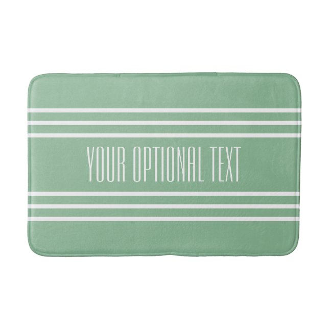 Moss Green Stripes Custom Text Bad Matten (Vorderseite)