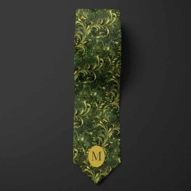 Moss Green und Gold botanisch Krawatte (Von Creator hochgeladen)