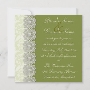 Moss Green Wedding Einladung von Spitzen und Perle