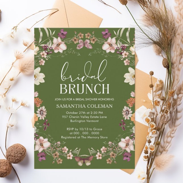 Moss Green Wildblume Bridal Brunch Brautparty Einladung (Von Creator hochgeladen)