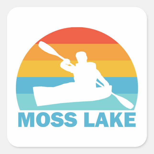 Moss Lake North Carolina Kayak Quadratischer Aufkleber (Vorderseite)