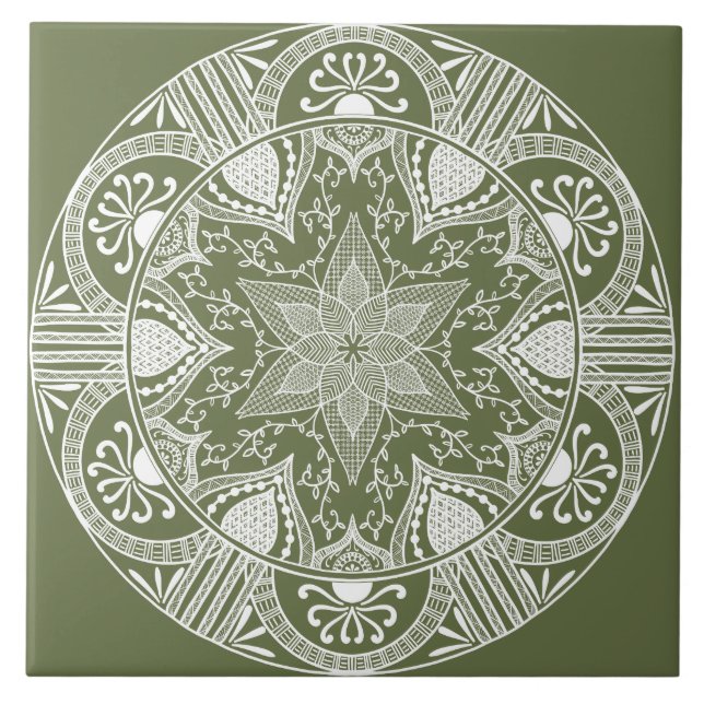 Moss Mandala Fliese (Vorderseite)