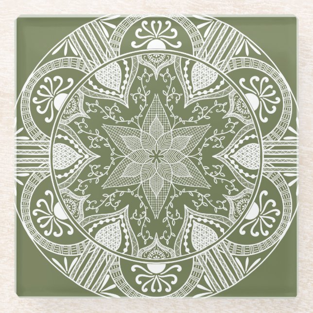 Moss Mandala Glasuntersetzer (Vorderseite)