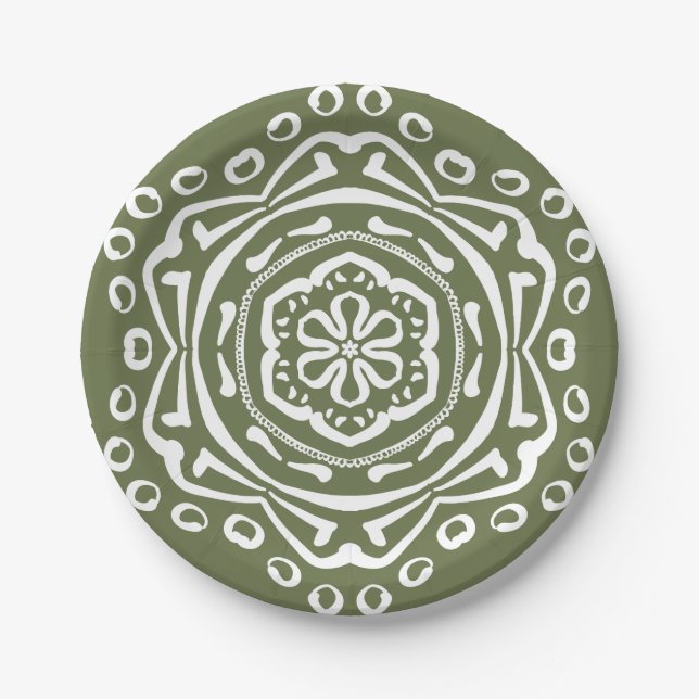 Moss Mandala Pappteller (Vorderseite)