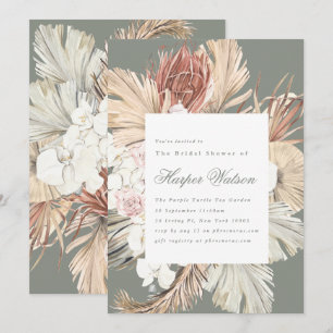 Moss Pampas Tropical Sage Romantisches Brautparty Einladung