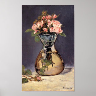 Moss-Rose in Vase Fine Art Print Poster