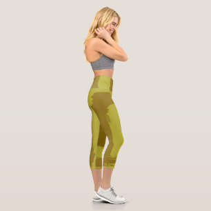 MossMuse Gold hoch taillierte Caprihosen Capri Leggings